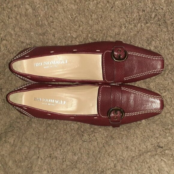 BRUNO MAGLI-Italy-Oxblood Leather-Moccasin Stitch Pumps-Driving-Sz 6.5-Near Mint - Picture 6 of 7